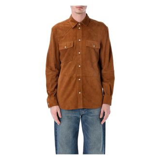 S.W.O.R.D 6.6.44 Leather Jackets, male, Brown, Size: XL Texana Shirt Jacket