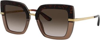 Dolce & Gabbana Half Print Zonnebrillen in Havana Brown - Dames - Zonnebrillen - Bruin - 52 MM - Accessoires
