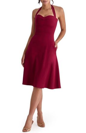 House of CB Carolla Halter Minidress in Wine at Nordstrom, Size X-Small