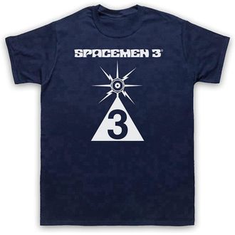 Maniere Spacemen 3 Logo Official Licensed Mens T-Shirt, Navy Blue, Large XL