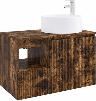 vidaXL Juego De Muebles De Ba&ntilde;o 2 Uds. Roble Ahumado Vidaxl