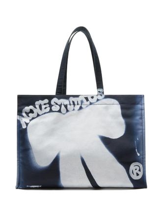 Acne Studios print-detail tote bag - Blauw