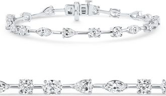 Pompeii3 5Ct Mixed Cut Diamond Tennis Bracelet 7 14k White Gold Lab Grown Size: 7