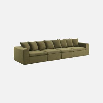 Sweeek Sof&aacute; Envasado Al Vac&iacute;o Modular De Tela Chenilla, 5 Plazas