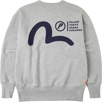 Palace x Evisu Multi-City Seagull Logo Sweatshirt Grey Marl P30CS262