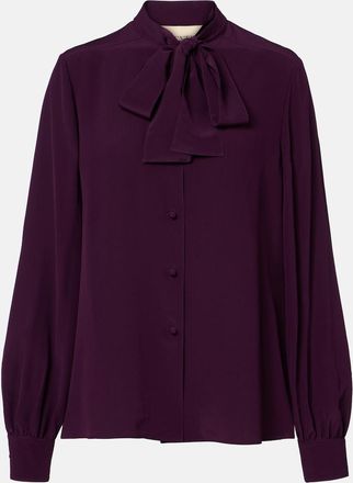 Valentino Tie-neck silk cr&ecirc;pe de chine blouse