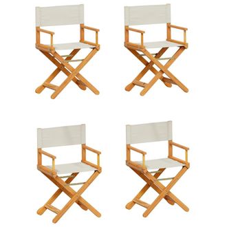 vidaXL Sillas De Jard&iacute;n Plegables 4 Unidades Tela Blanco Crema Vidaxl