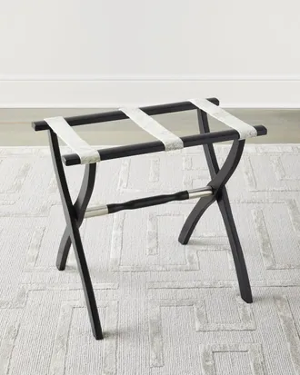Gate House Furniture Wood Contour Leg Luggage Rack with Metal Accents