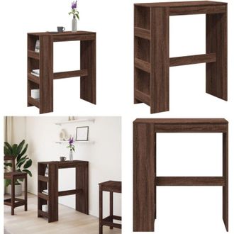 vidaXL Tavolo Bar con Rastrelliera Marrone 90x40x103,5 cm Multistrato - Tavolo bar marrone - Tavolo bar multistrato