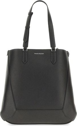 Alexander McQueen Schoudertas van generfd leer - Heren - Shoppers - Zwart - ONE Size - Leer - Tassen