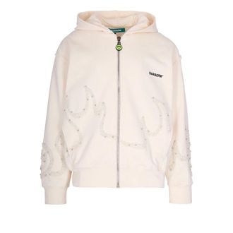 Barrow Barrow, Hoodies & sweatvesten, Heren, Beige, S, Katoen, Sweatshirt met rits en applicaties