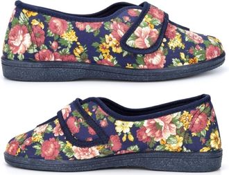 Generic Womens Wide Fit Slippers Size 5 Rubber Sole Slipper Size 7 Ladies Touch Fastening Slipper Ladies Wide Slippers EE Fitting Rubber Sole Touch Fastening 