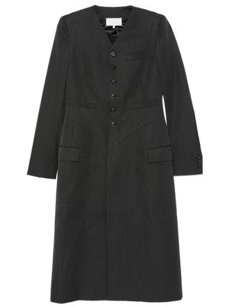 Maison Margiela Grey V-Neck Single Breasted Long Coat