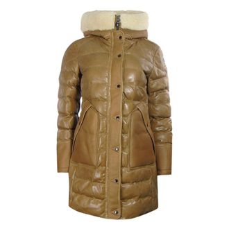 Parajumpers Mens Demi Special Brown Long Leather Down Jacket - Blue - Size Small