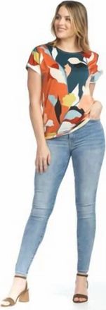 Papillon Paula Abstract Short Sleeve Top In Multi