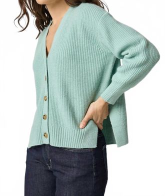 Lilla P Relaxed Side Vent Cardigan In Frost