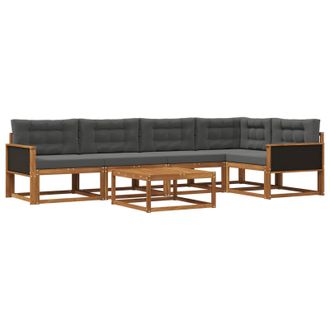 vidaXL Conjunto De Sof&aacute;s De Exterior 6 Pcs Natural Y Antracita Vidaxl