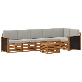 vidaXL Conjunto De Sof&aacute; Seccional Con Coj&iacute;n 6 Pcs Natural Y Gris Claro Vidaxl