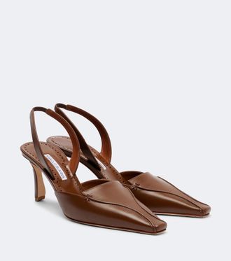 Manolo Blahnik Cleo leather slingback pumps