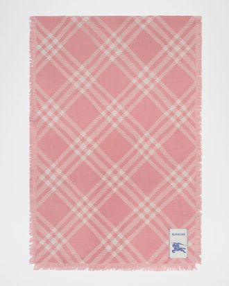 Burberry Wide Check Wool Silk Scarf