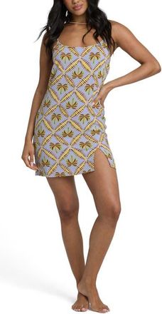 Billabong Tidal Crush Palm Tree Minidress in Twilight Blue at Nordstrom, Size X-Large