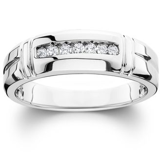 Pompeii3 1/4ct Channel Set Diamond Ring 14K White Gold Mens Wedding Band Size Selectable