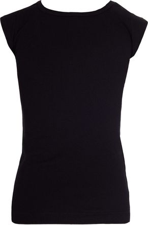 Pinko Womens Ribbed Top Love Birds Black Limousine Cotton Tops