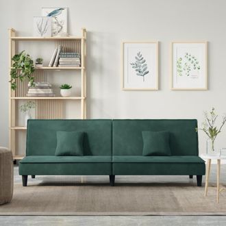 vidaXL Sof&aacute; Cama De Terciopelo Verde Oscuro Vidaxl