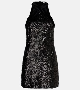 SIMKHAI Isla sequined halterneck minidress
