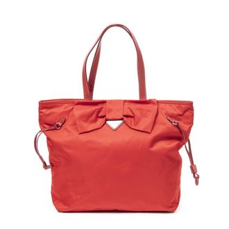 Prada Pre-owned Womens Bow Shopping Tote Shoulder Bag - Red - One Size