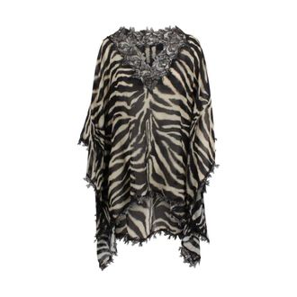 Ermanno Scervino Printed Short Kaftan - female - Ermanno Scervino - Beachwear - Black - M - Swimwear