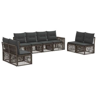 vidaXL Conjunto De Sof&aacute;s De Jard&iacute;n 8 Pcs Gris Y Gris Oscuro Vidaxl
