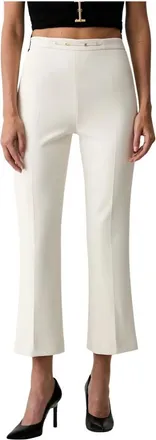 Elisabetta Franchi Broeken, Dames, Beige, XS, Polyester, Geknipte broek