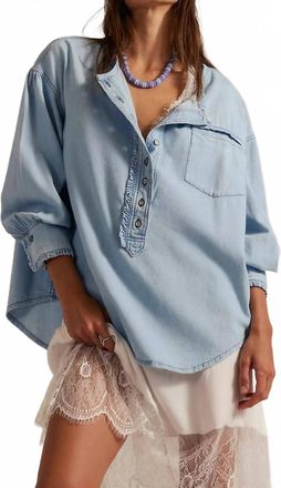Free People Denim Dreaming Pullover In So Soft Light Wash
