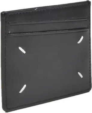 Maison Margiela Portemonnaies - Asymmetrical Double Texture Black Leather Cardhold - Gr. unisize - in Schwarz - für Damen