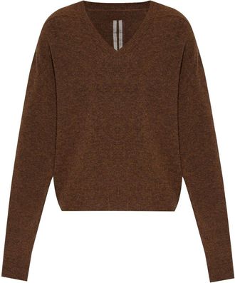Rick Owens v-neck long sleeve jumper - men - Nylon/Wool/Elastane/Alpaca Wool - S - Brown