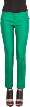 Dsquared2 Womens Silk And Wool Stretch Trousers - Dark Green - Size EU 36 (Womens)