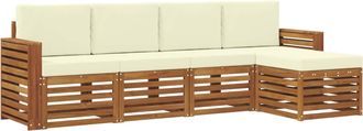 vidaXL Conjunto De Sof&aacute;s De Exterior 5 Uds. Natural Y Crema Vidaxl