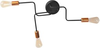 Netlighting Tube Multi Arm Semi Flush Ceiling Light Black Copper 66cm
