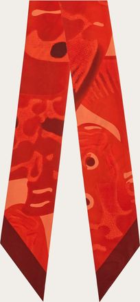 Ferragamo Donna Mini bandeau in seta stampa Fish Rosso