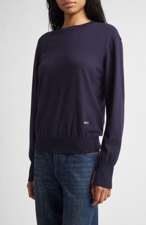 Stella McCartney Iconic Merino Wool Sweater in Navy at Nordstrom, Size X-Small