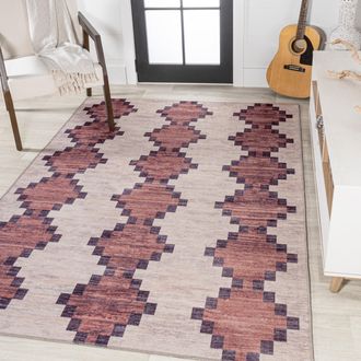 Jonathan Y Designs Timantii Modern Trellis Kilim Burgundy/Ivory Area Rug