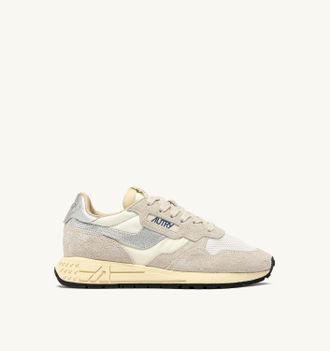 Autry SNEAKERS REELWIND LOW IN NYLON E SUEDE SAND BIANCO E ARGENTO