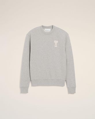 Ami Grey Cotton Knitted Ami De Coeur Sweatshirt Grey - XXXL - Unisex