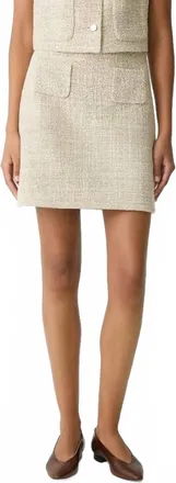 Theory Binding Tweed Mini Skirt In Taupe Multi