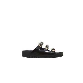 Birkenstock Sliders, female, Black, Size: 10 US Black Leather Sandals Open Design