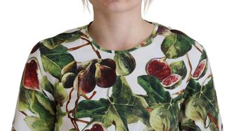 Dolce & Gabbana Womens Crew-Neck Cotton Top Blouse Fruit T-Shirt