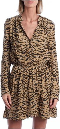 Zadig&Voltaire Korte Jurk met Dierenprint - Dames - Korte kleedjes - Bruin - XS - Kleedjes