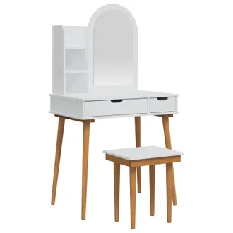 vidaXL Conjunto De Mesa De Tocador Fauske 4 Uds. Blanco Vidaxl