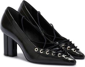 Ganni Lace-Up Pointed Toe Pump in Black at Nordstrom, Size 10Us